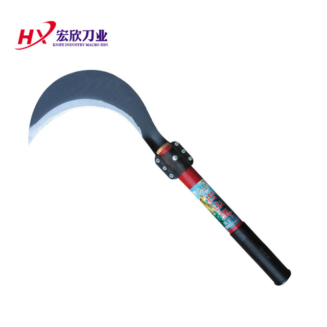 Long iron handle with rivet cut tree grass scythe